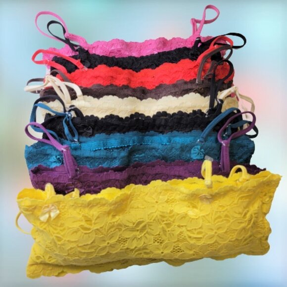 Sexy Brown Bralette Crop Top Lace Bandeau Adjustable Straps Removable Pads - NEW - Picture 14 of 16